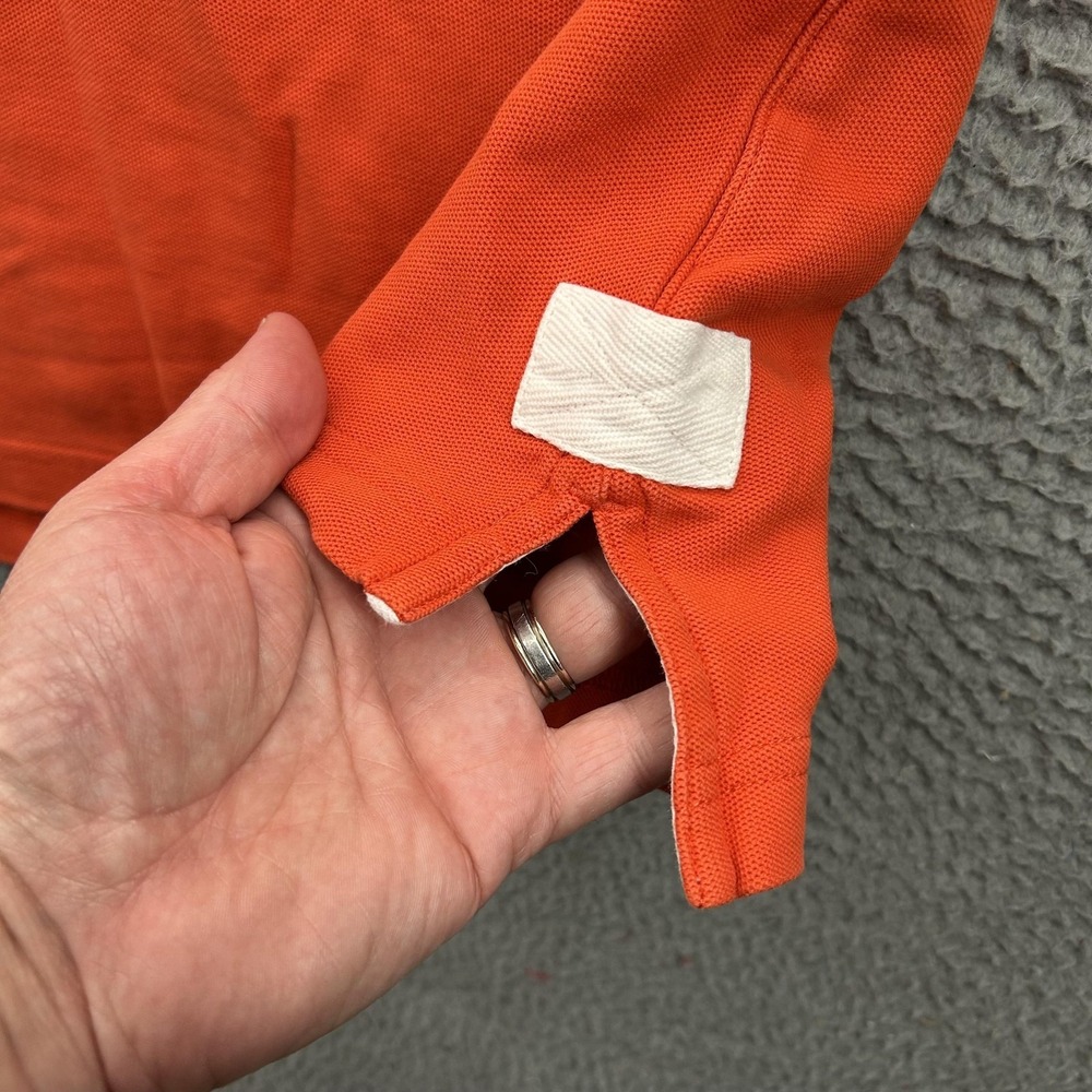 Orvis Polo Shirt Mens Large Orange Short Sleeve 100% Cotton Embroidered Logo - Picture 5 of 13